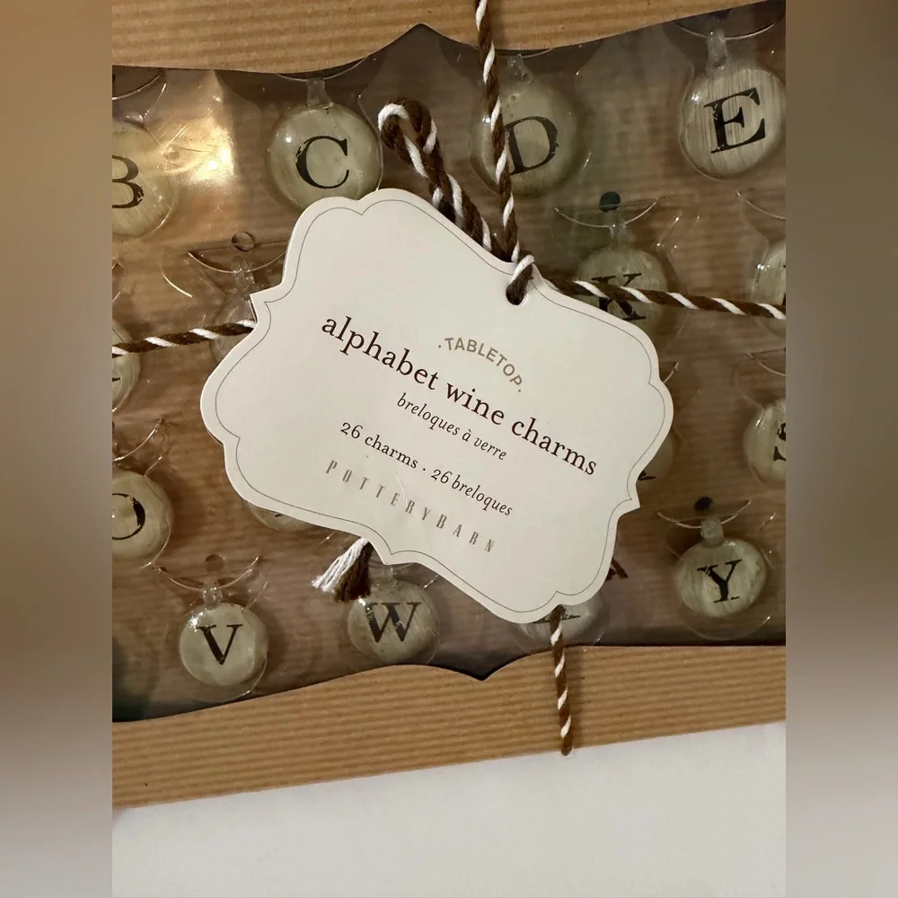 NIB Pottery Barn 26 Alphabet Wine Charms